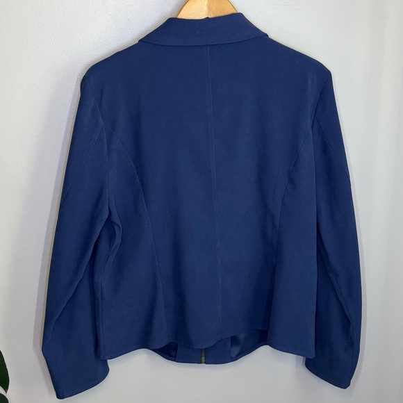 Tradition Navy Brushed Zip Up Blazer Jacket Womens Size 14 - Picture 4 of 9